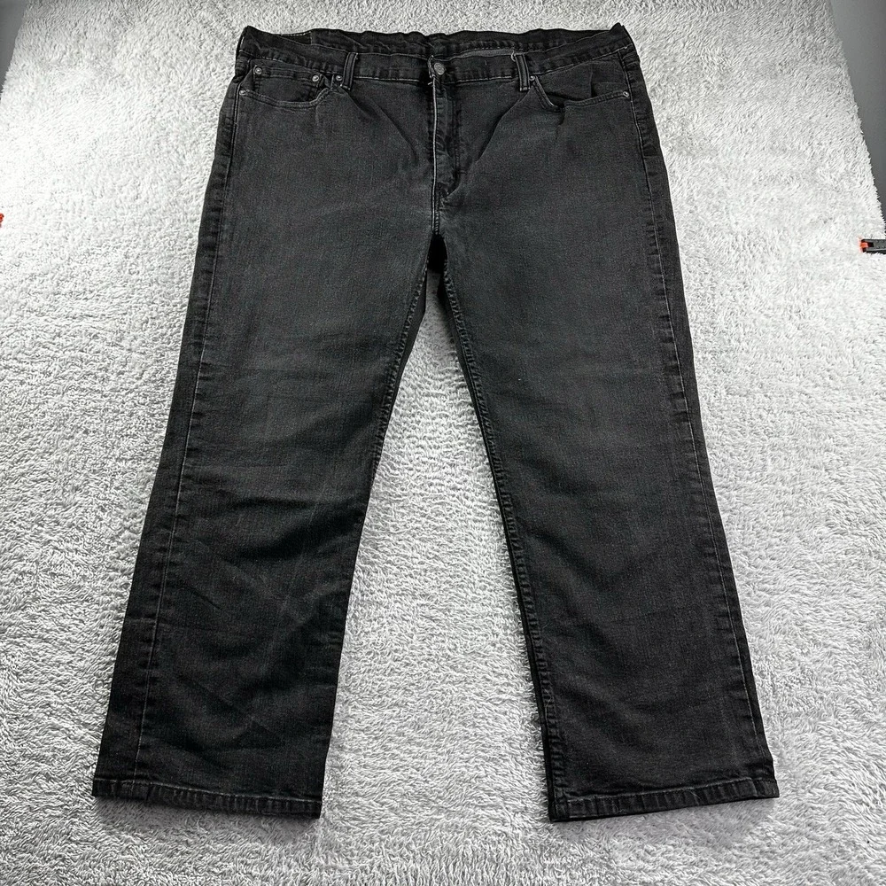 Levi's 514 Black Jeans Mens 48x30 Straight Fit Stretch Clean Fade Goth Retro